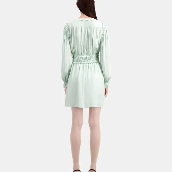 NWT | The Kooples | Mint Green | V-Neck Mini Dress with Ruffle Details - Picture 3 of 10
